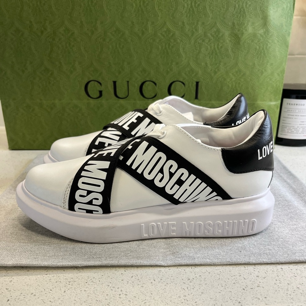 Moschino Black and White Love Sneakers